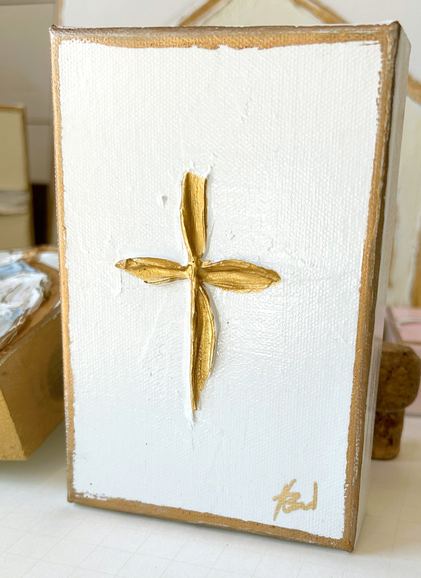 Petite cross on canvas