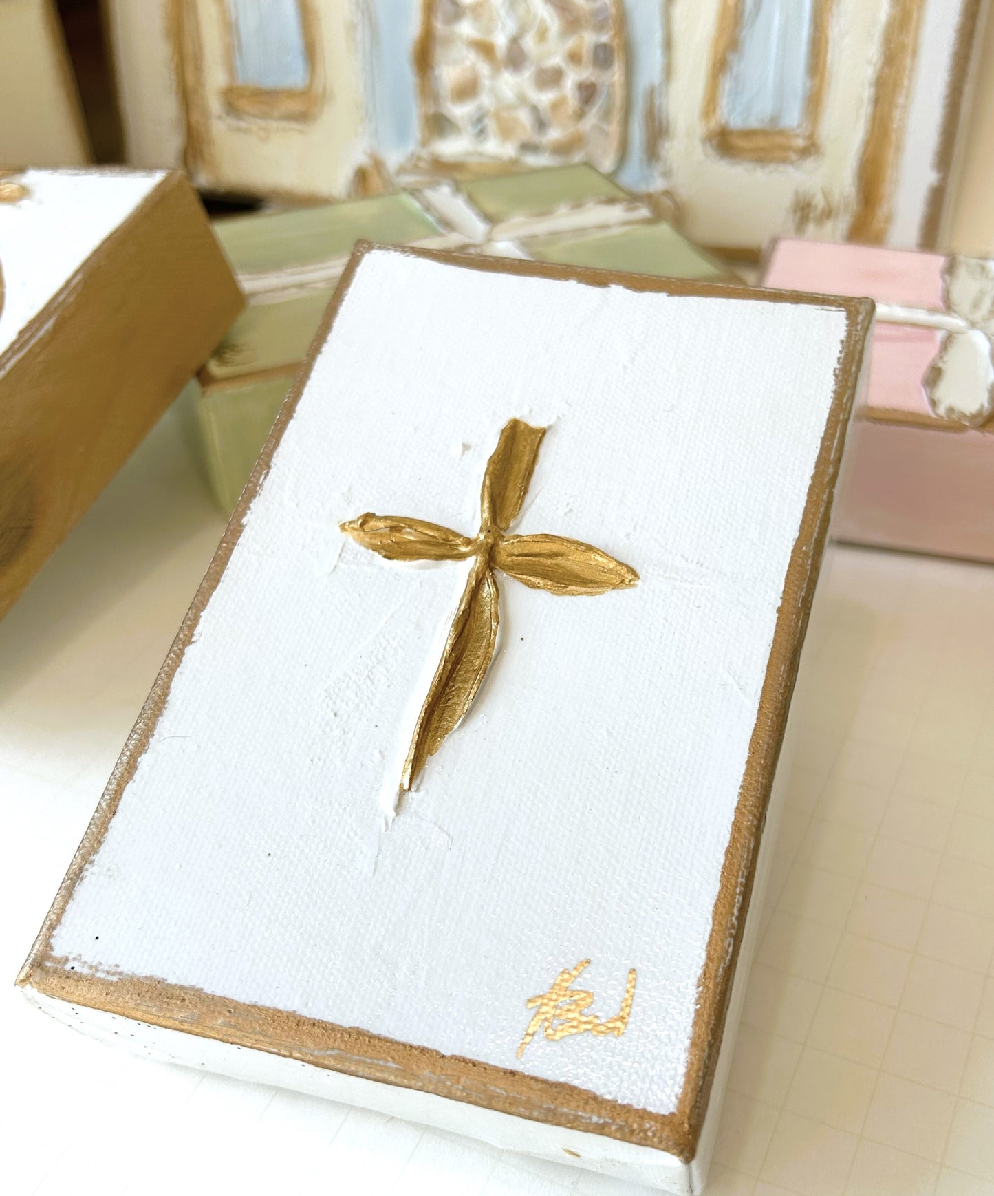 Petite cross on canvas