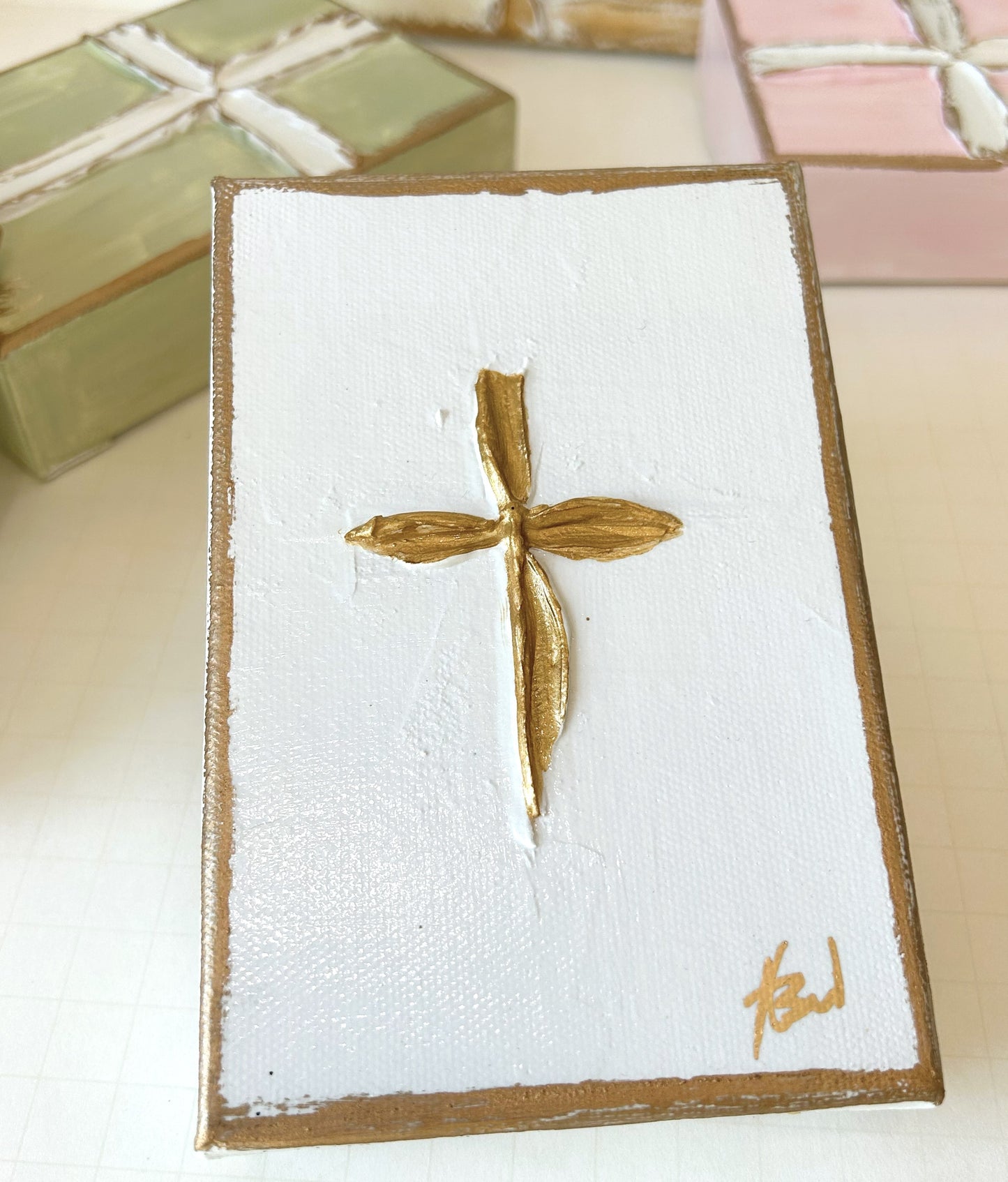 Petite cross on canvas